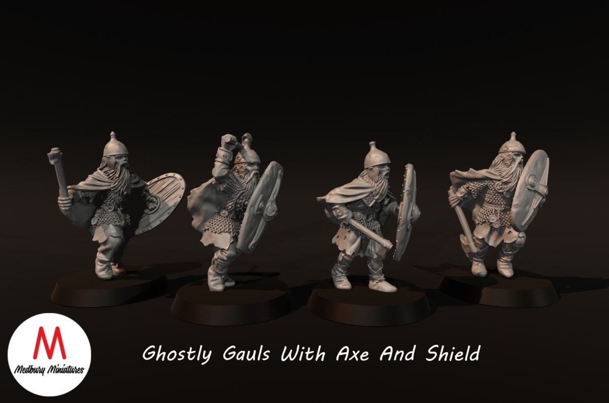 Ghostly Gauls with axe and shield